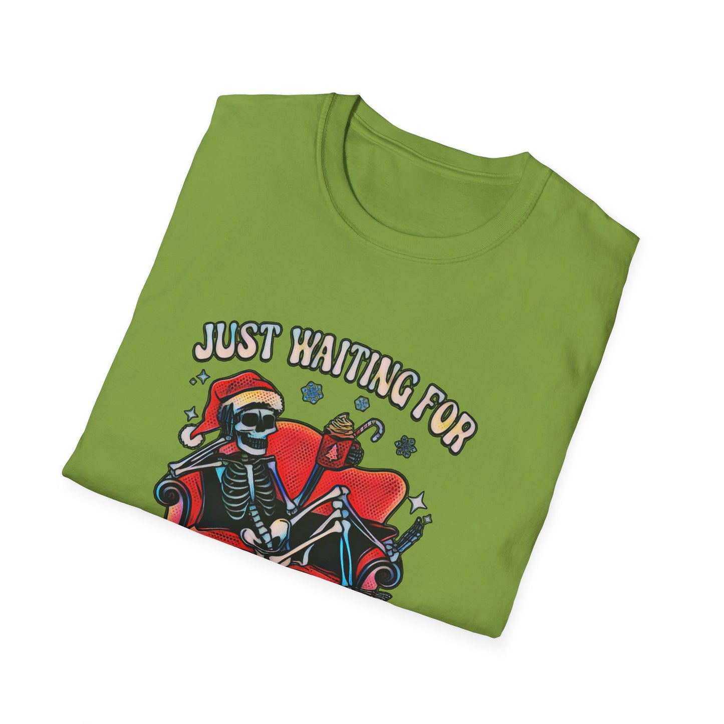 Just waiting for Christmas Skeleton Unisex Softstyle T-Shirt