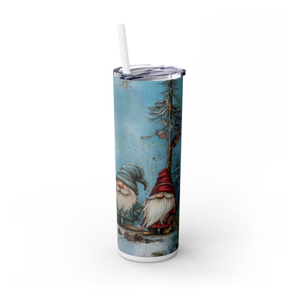 Woodland Blues Gnome Frog  Skinny Tumbler with Straw, 20oz