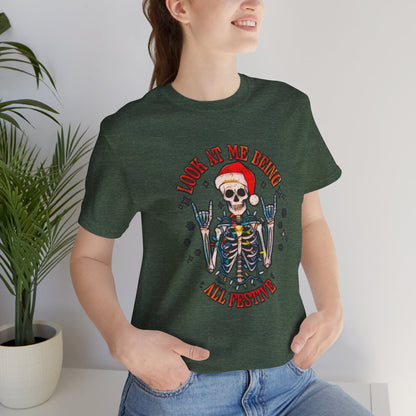 Festive Skeleton Unisex Jersey Short Sleeve Tee