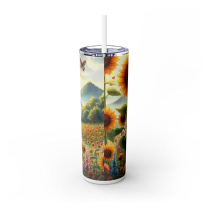 Sunflower Fields Skinny Tumbler with Straw - 20oz Floral Drinkware