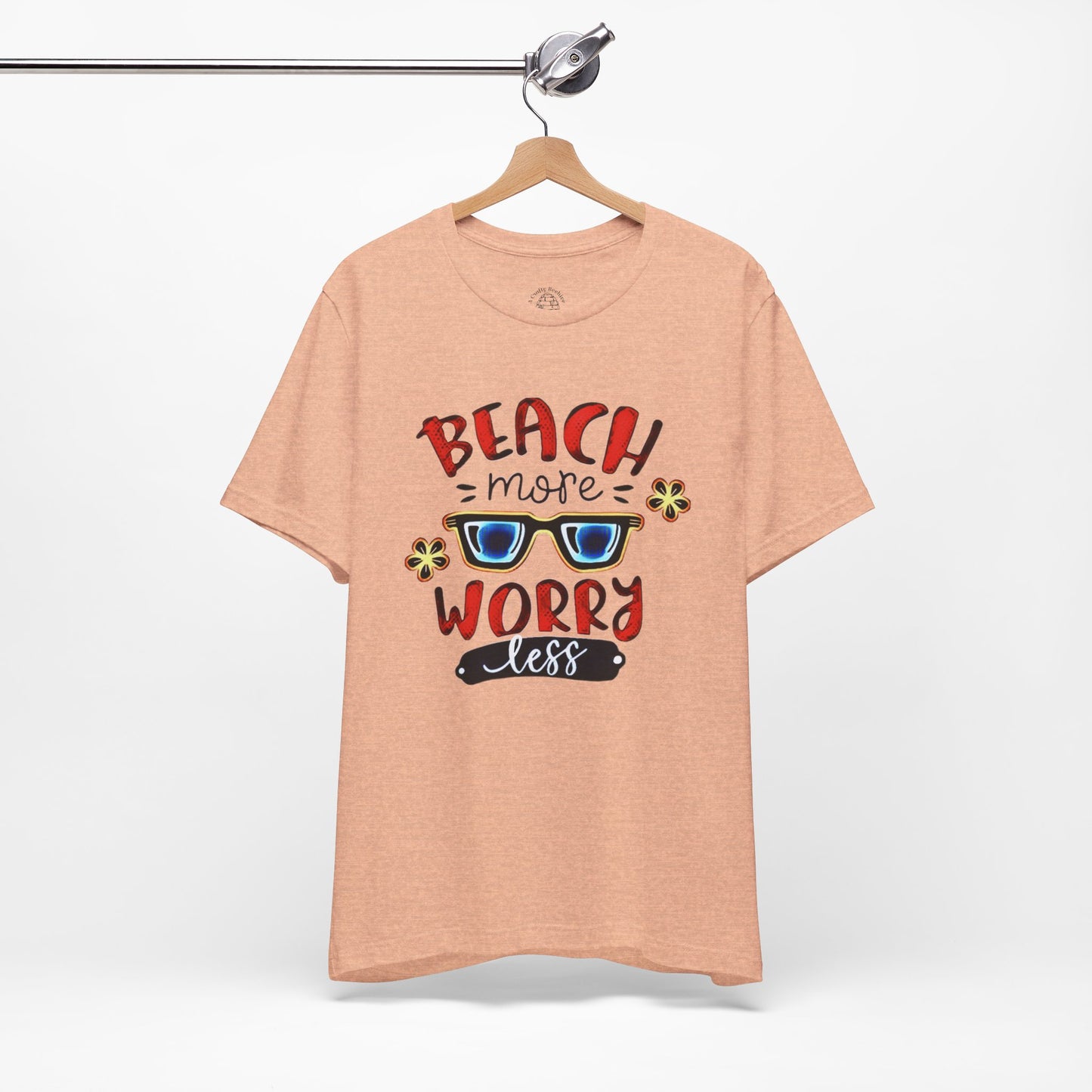 Beach more worry less Unisex Jersey Short Sleeve Tee