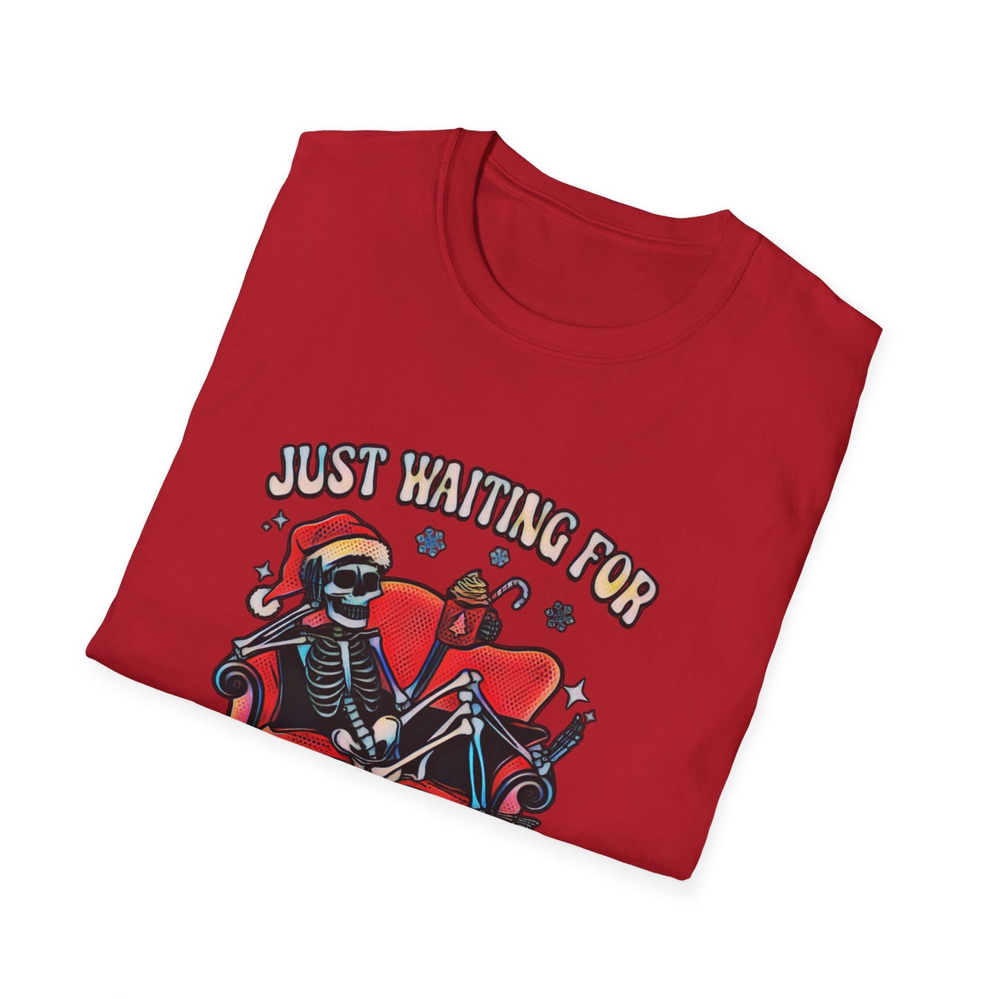 Just waiting for Christmas Skeleton Unisex Softstyle T-Shirt