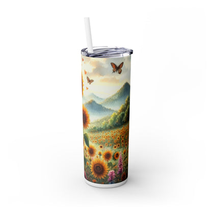Sunflower Fields Skinny Tumbler with Straw - 20oz Floral Drinkware