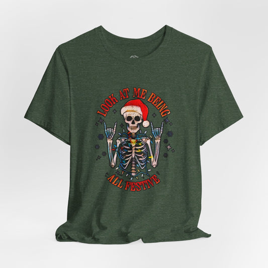 Festive Skeleton Unisex Jersey Short Sleeve Tee